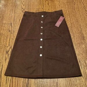 Love Scarlett Dark Brown Faux Suede Faux Button Up Skirt Size MEDIUM